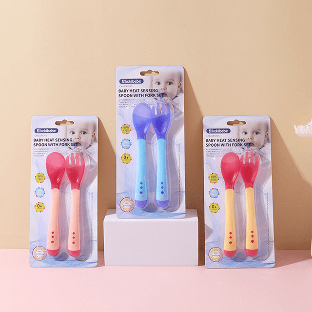 Baby half silicone spoon set fork