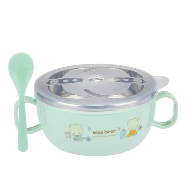 Baby Feeding Bowl with Lids Stainless Steel Insulated Bowl Spoon - Small
