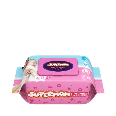 Supermom Premium Mild Baby Wipes - 120 Pcs Poly
